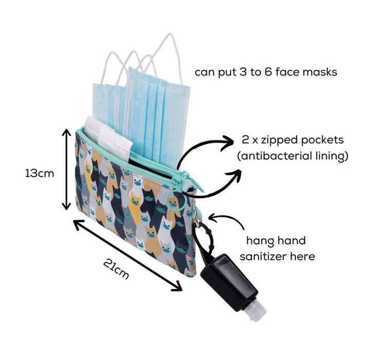 cats masked face masks pouch