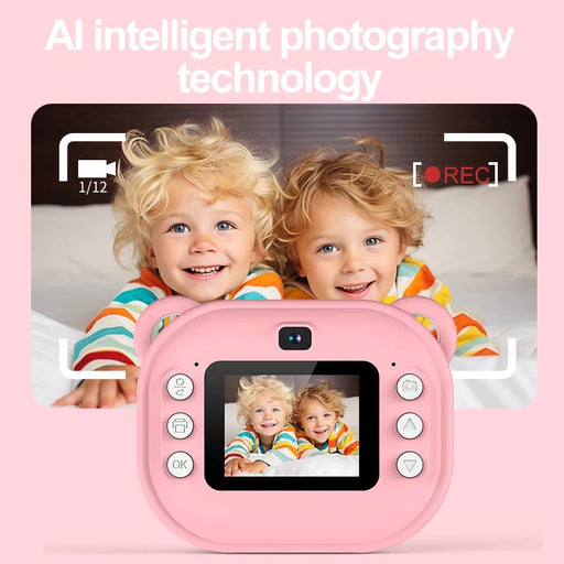 pink mini camera with instant print