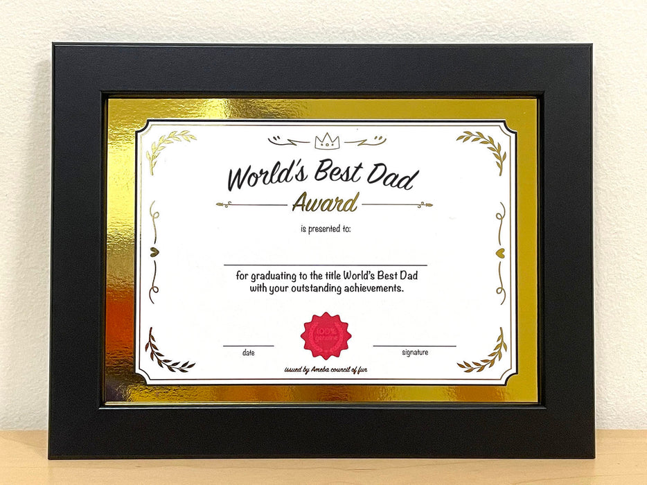 world's best dad certificate