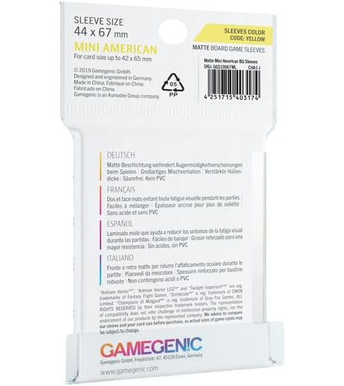 gamegenic mini american sleeves 50pcs - 44x67mm matt
