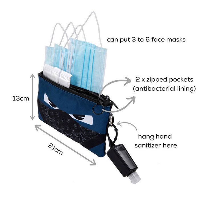blue bandit face masks pouch