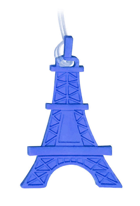 blue eiffel tower luggage tag