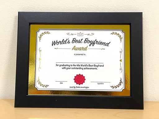 world's best boyfriend certificate