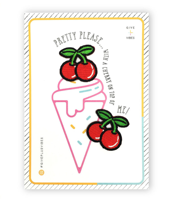 cherry iron-on patch postcard