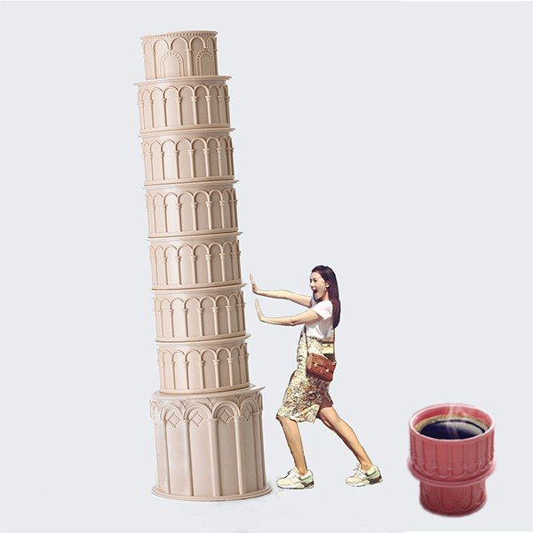 leaning tower cup set
