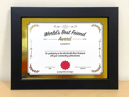 world's best friend certificate