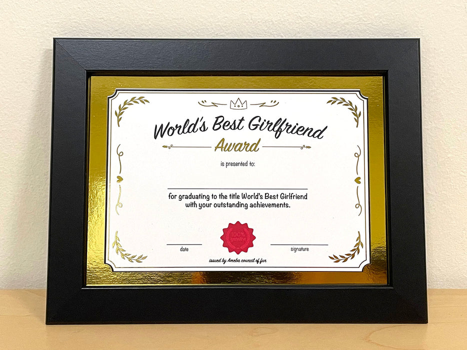 world's best girlfriend certificate