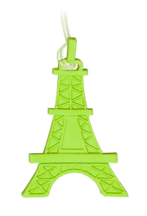 green eiffel tower luggage tag