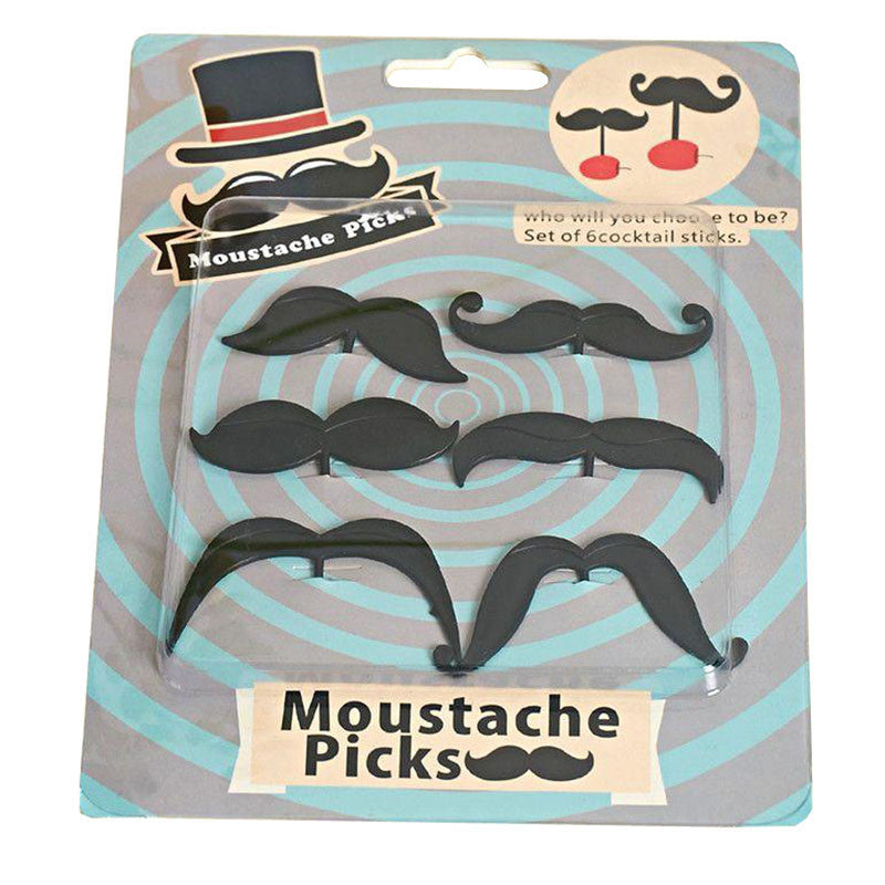 moustache cocktail picks