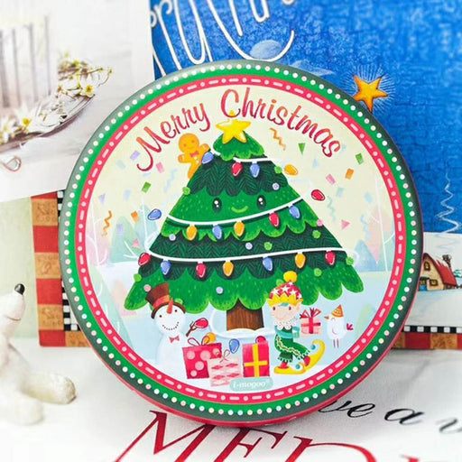 xmas tree round gift tin