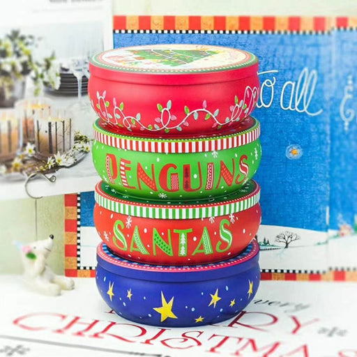 xmas tree round gift tin