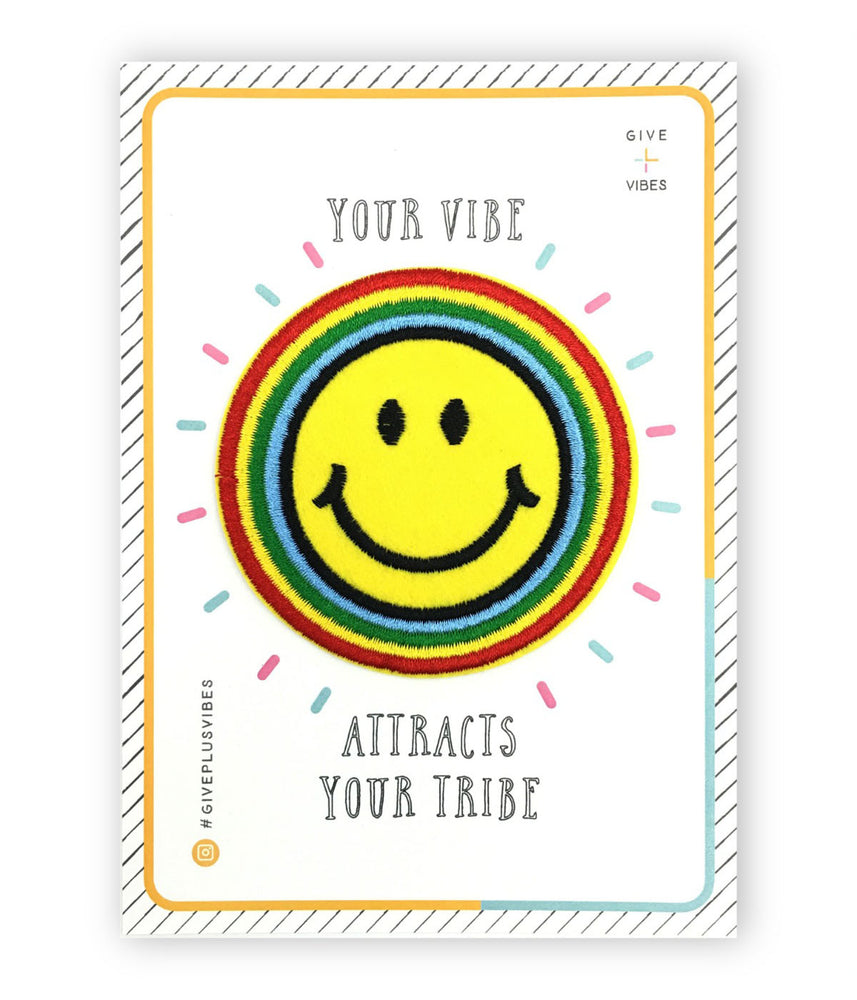smiley iron-on patch postcard