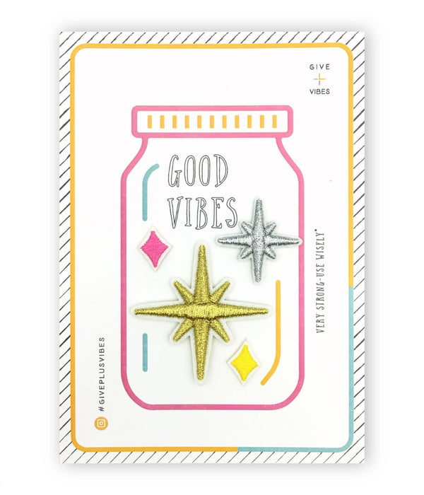 stars iron-on patch postcard