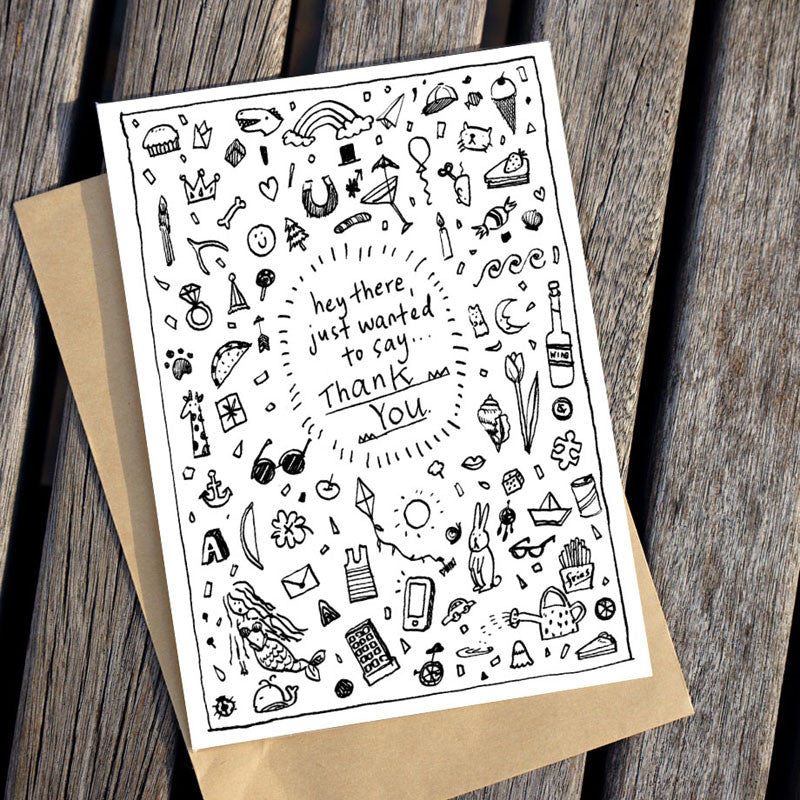 thank you doodle greeting card
