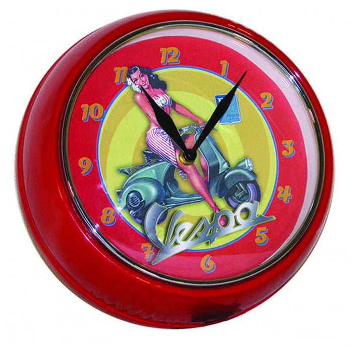 vespa red wall clock