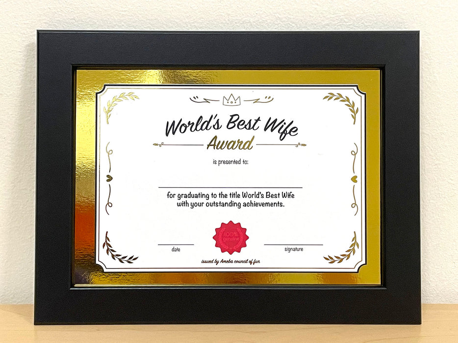world's best wife certificate