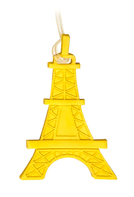 yellow eiffel tower luggage tag